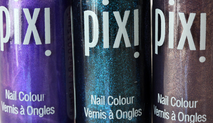 Pixi Nail Colours from the left: Amazing Amethyst, Evening Emerald and Classy Cocoa