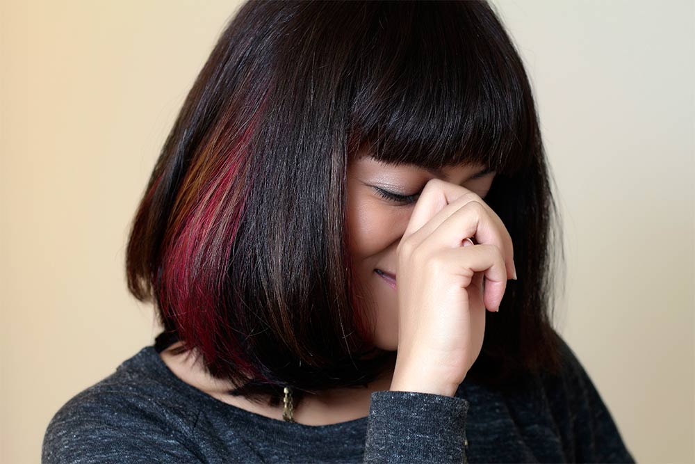 bob, bangs and pink hair