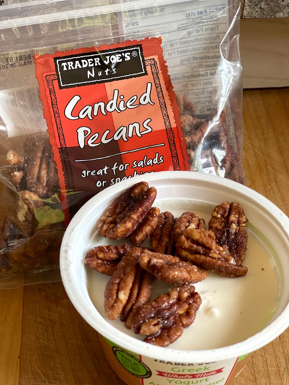 trader joes apple caramel greek yogurt pecans